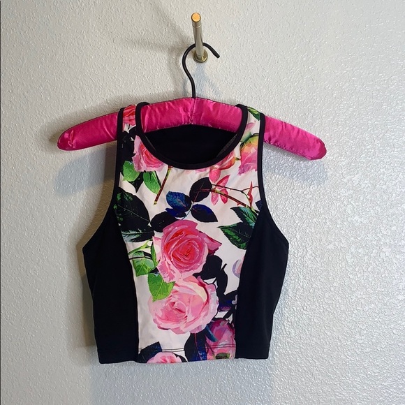 Betsey Johnson Other - BETSEY JOHNSON // floral crop top rose sports bra